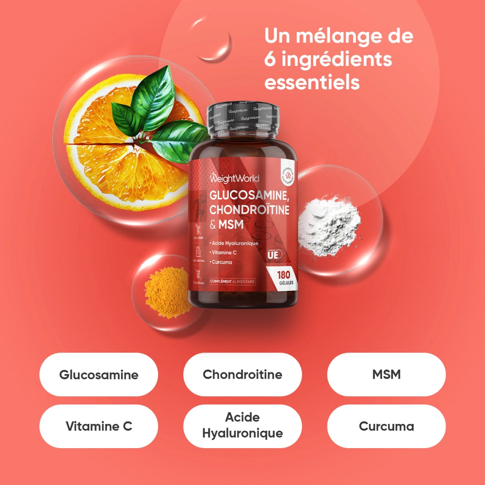 Glucosamine, chondroïtine et MSM WeightWorld – 180 gélules – 2