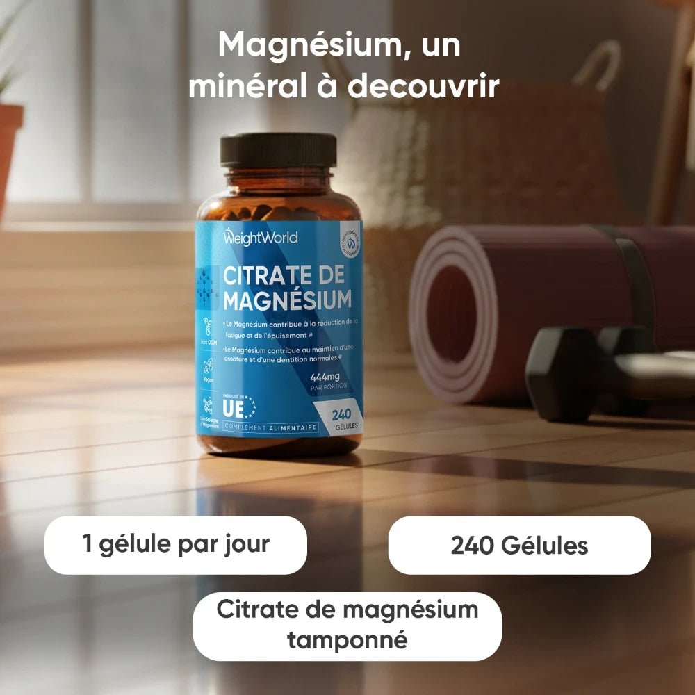 Citrate de magnésium WeightWorld – 240 gélules – 2