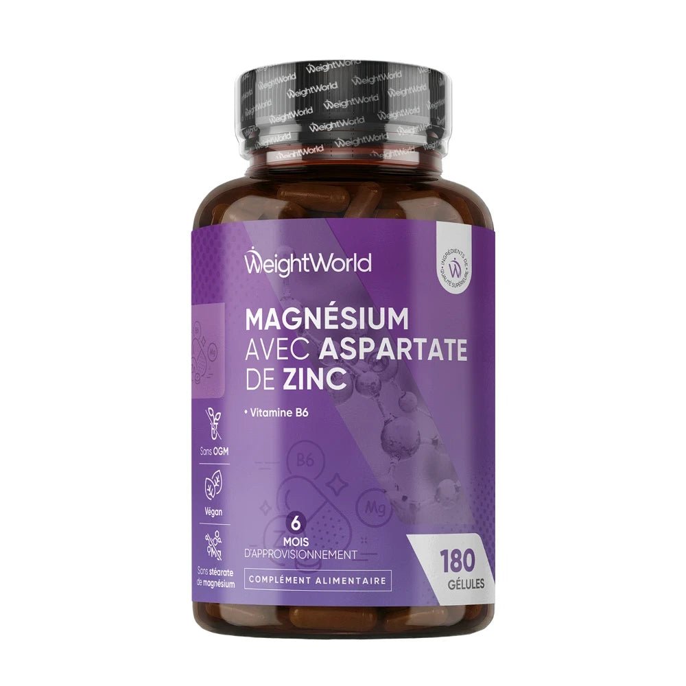 Magnésium, zinc et vitamine B6 WeightWorld – 180 gélules