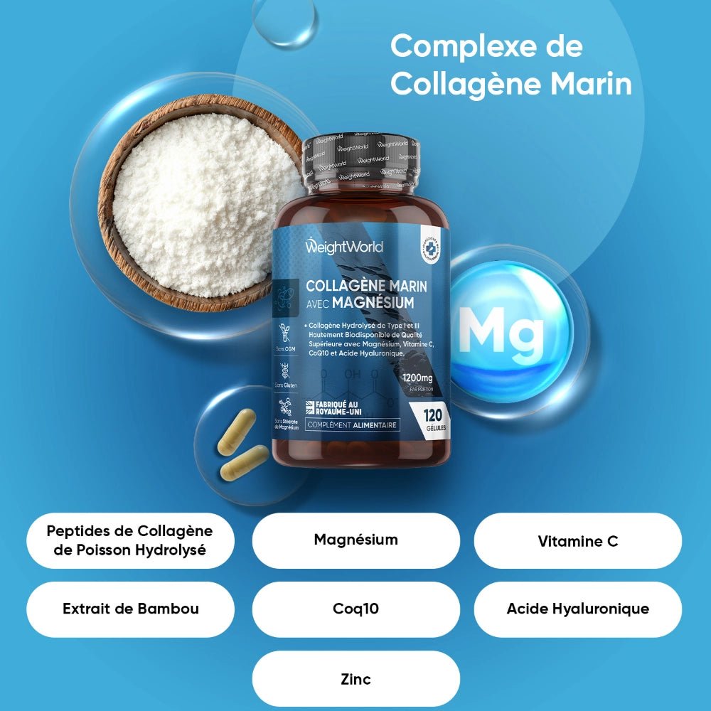 Collagène marin avec magnésium WeightWorld – 120 gélules – 2