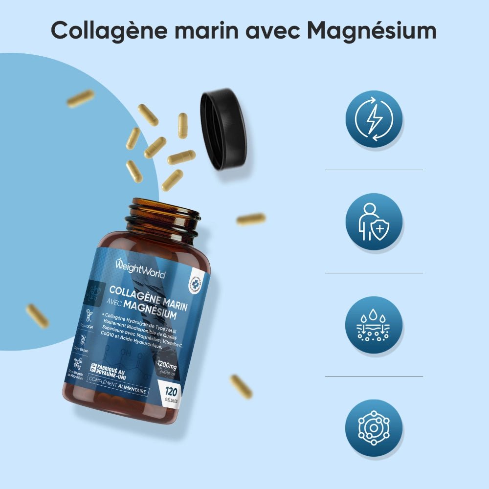 Collagène marin avec magnésium WeightWorld – 120 gélules – 3