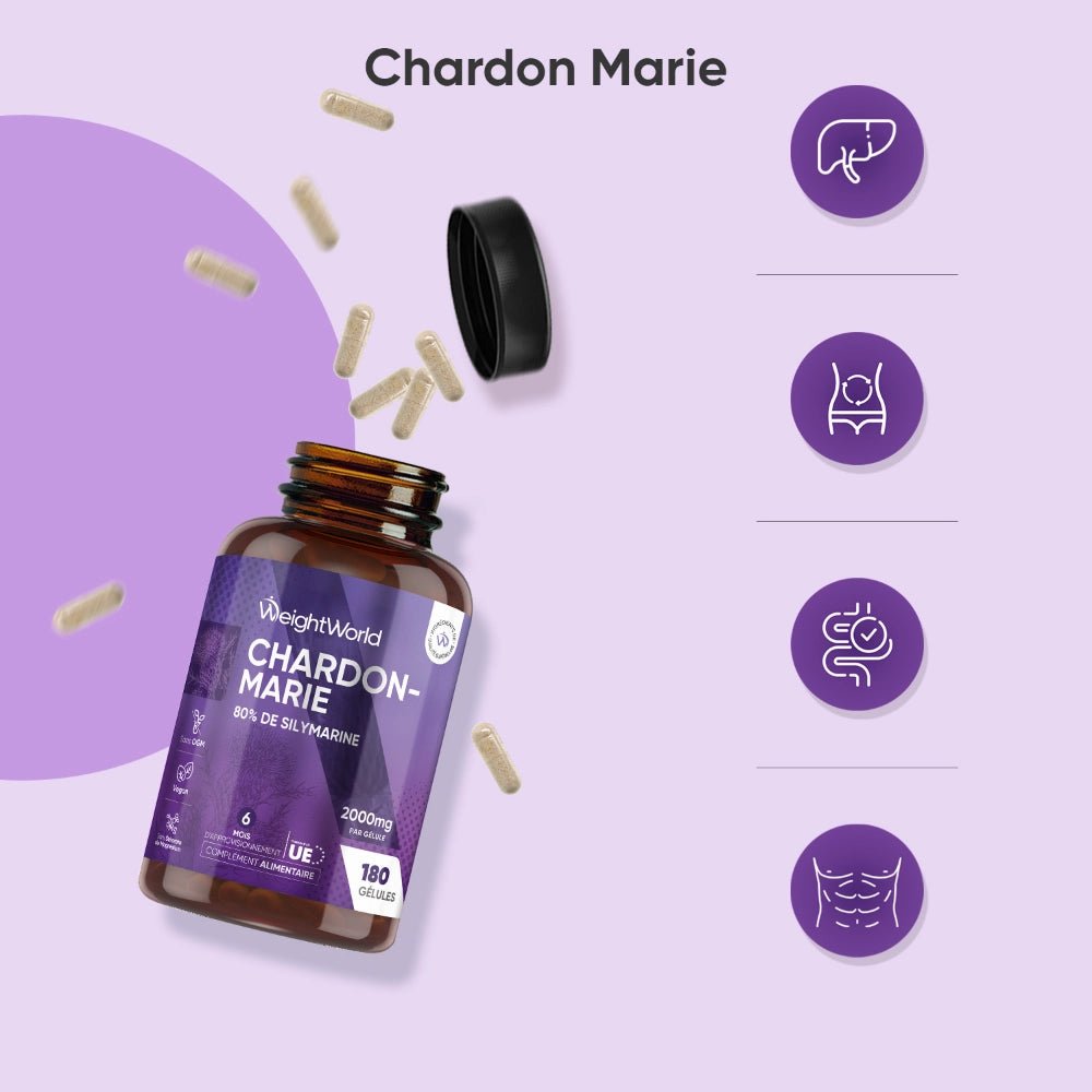 Chardon-Marie 2000 mg WeightWorld – 180 gélules – 3