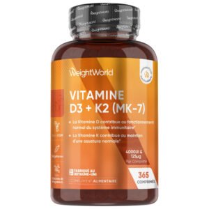 Vitamine D3 et K2 (MK-7) WeightWorld – micro-comprimés