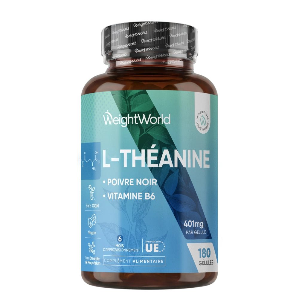 L-théanine 400 mg + poivre noir et B6 WeightWorld – 180 gélules