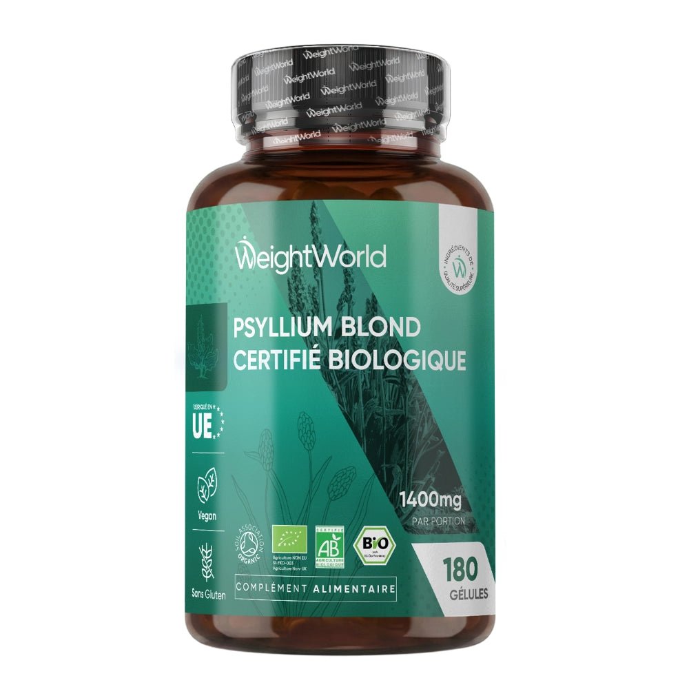 Enveloppe de psyllium bio WeightWorld – 180 gélules