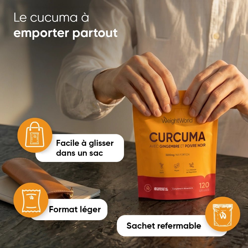 Curcuma, gingembre et poivre noir WeightWorld – 120 gélules – 2