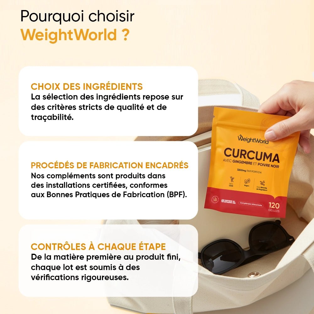 Curcuma, gingembre et poivre noir WeightWorld – 120 gélules – 4