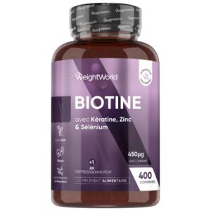 Complexe de biotine, zinc et sélénium WeightWorld – 400 comprimés