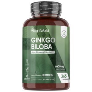Ginkgo biloba 6000 mg et ginseng sibérien WeightWorld – 365 comprimés