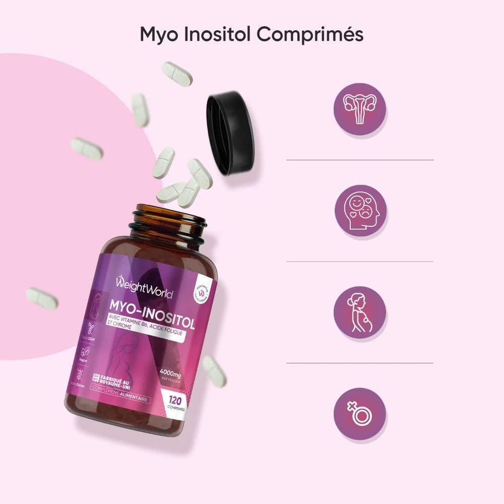 Myo-inositol + acide folique, B6, fer et chrome en comprimés WeightWorld – 4