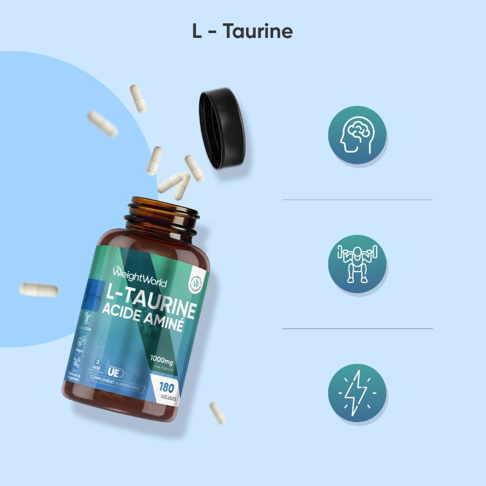 Taurine 1000 mg WeightWorld – 180 gélules – 2