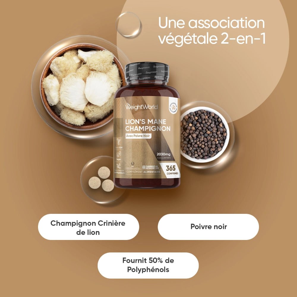 Crinière de Lion et poivre noir en comprimés WeightWorld – 2