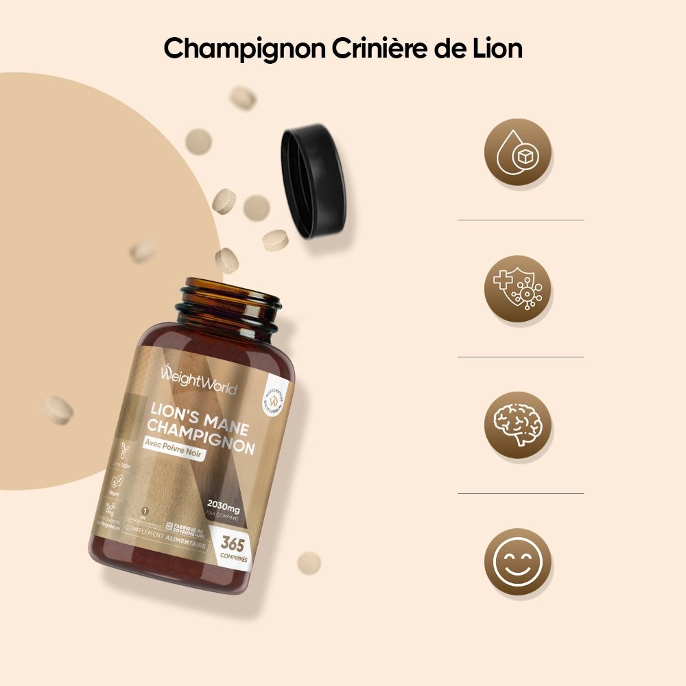 Crinière de Lion et poivre noir en comprimés WeightWorld – 3