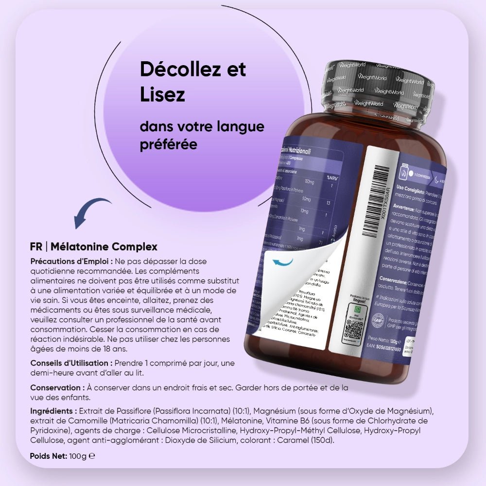 Complexe de mélatonine 1 mg WeightWorld – 400 comprimés – 3