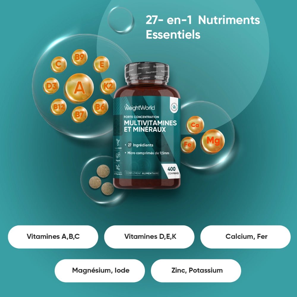 Multivitamines et minéraux WeightWorld – 400 comprimés – 3