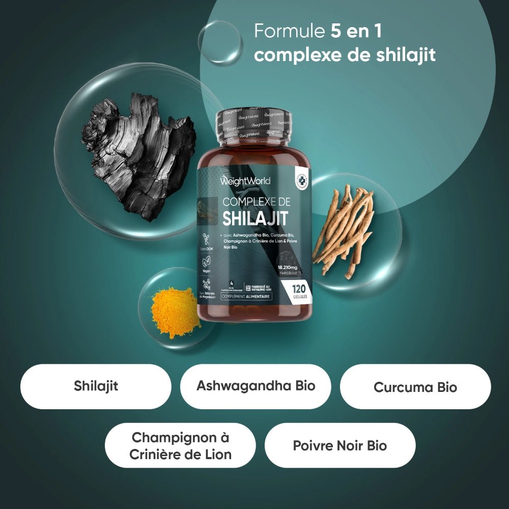 Complexe de Shilajit 400 mg WeightWorld – 120 gélules – 2