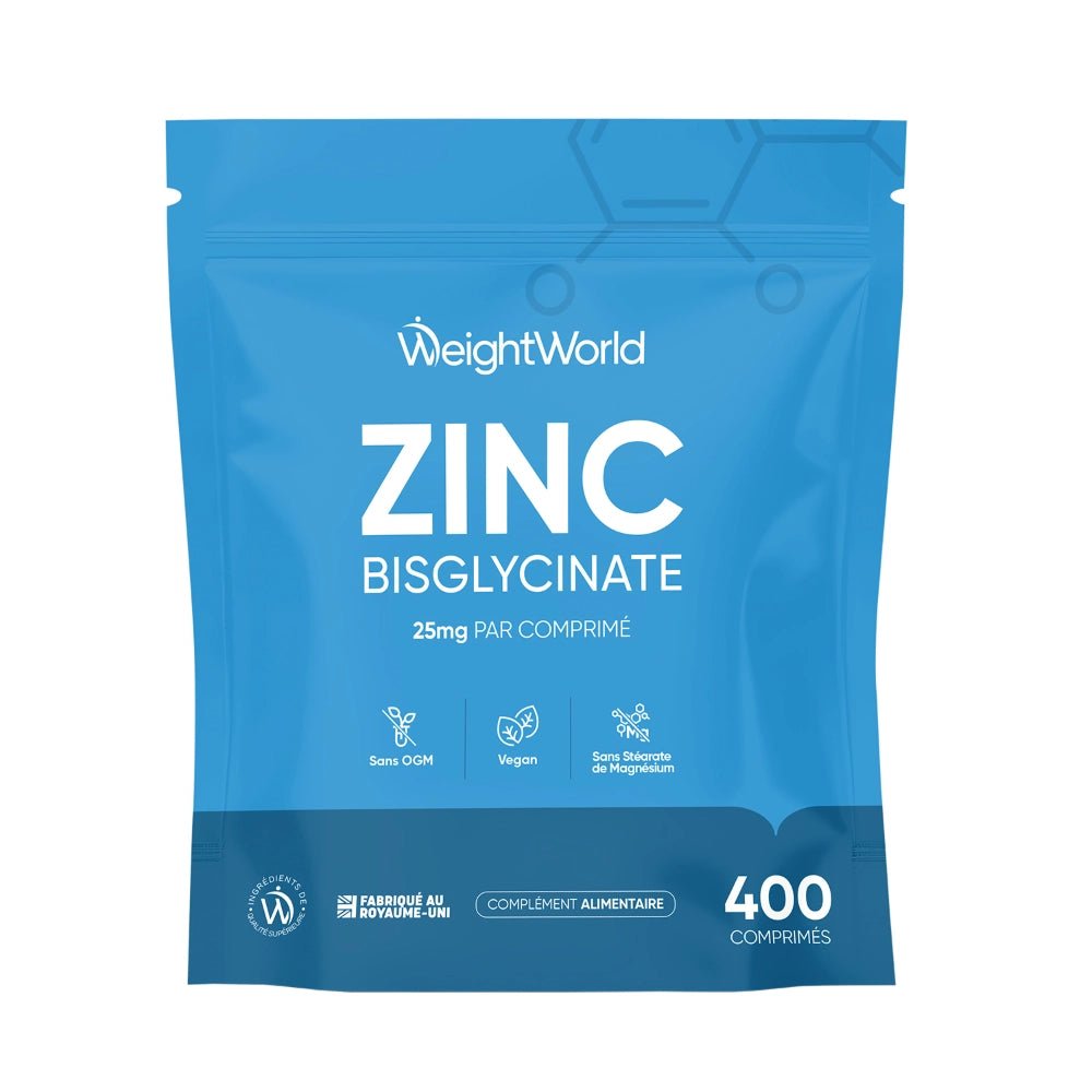 Bisglycinate de zinc 25 mg WeightWorld – 400 comprimés